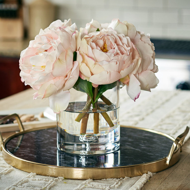 DarbyCreekTrading Blush Real Touch Floral Peony Arrangement in Vase